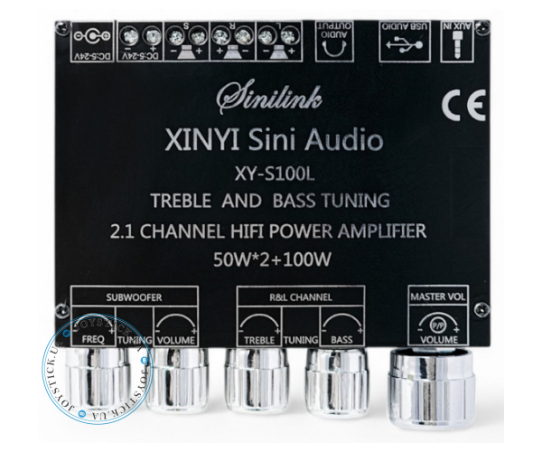 Sinilink XY-S100L – 2.1 channel 2x50 plus 100 watt subwoofer output Class D Audio Amplifier - support Bluetooth AUX and USB Color Black